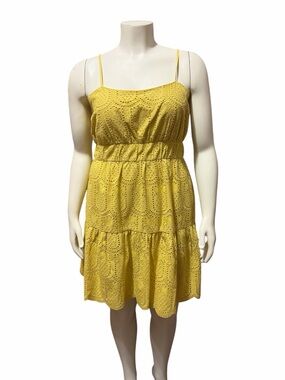 NWT Adelyn Rae Sz L Rory Pineapple Lace Eyelet Mini Dress Cotton Sleeveless